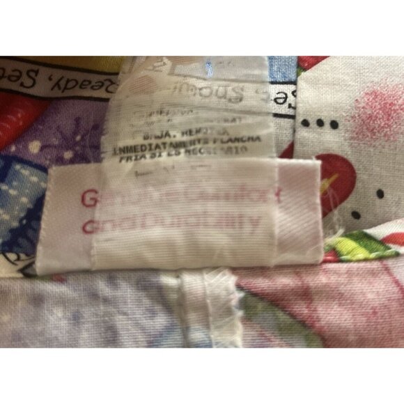 Cherokee Christmas Snowmen Scrub Top Shirt Womens Medium White Blue Vneck - Picture 8 of 8